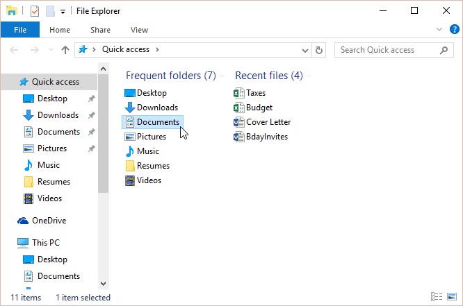 فایل ها و زیر پوشه های بازشده از طریق برنامه File Explorer