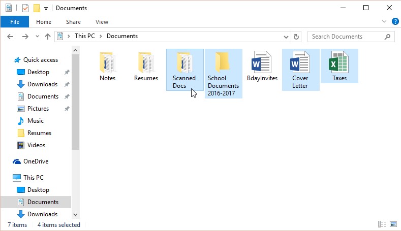 انتخاب چند فایل غیر همجوار با نگه داشتن کلید Ctrl صفحه کلید